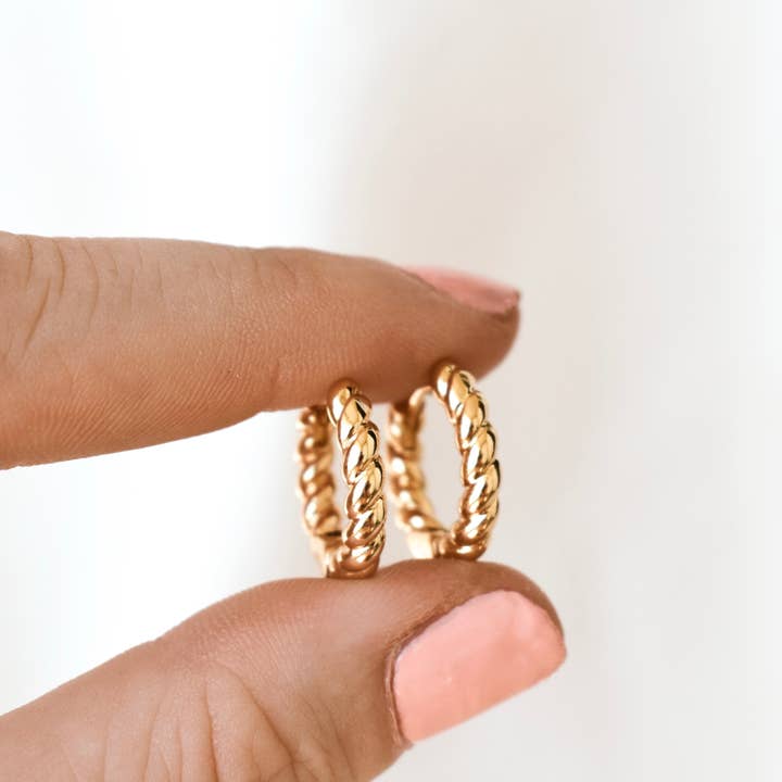 Gold Filled Everyday Rope Huggies Hypoallergenic for wholesale by Dainty Wishes Jewelry