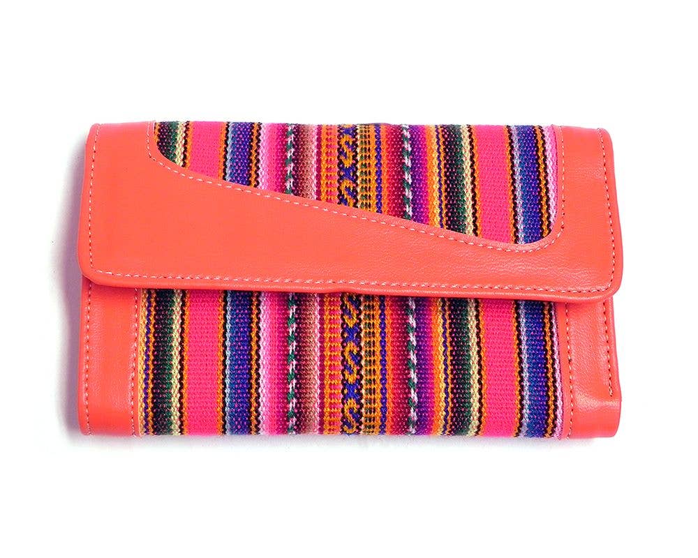 Pichincha - Vente Portefeuille – femme - Portefeuille à trois volets en cuir péruvien à rayures tribales16