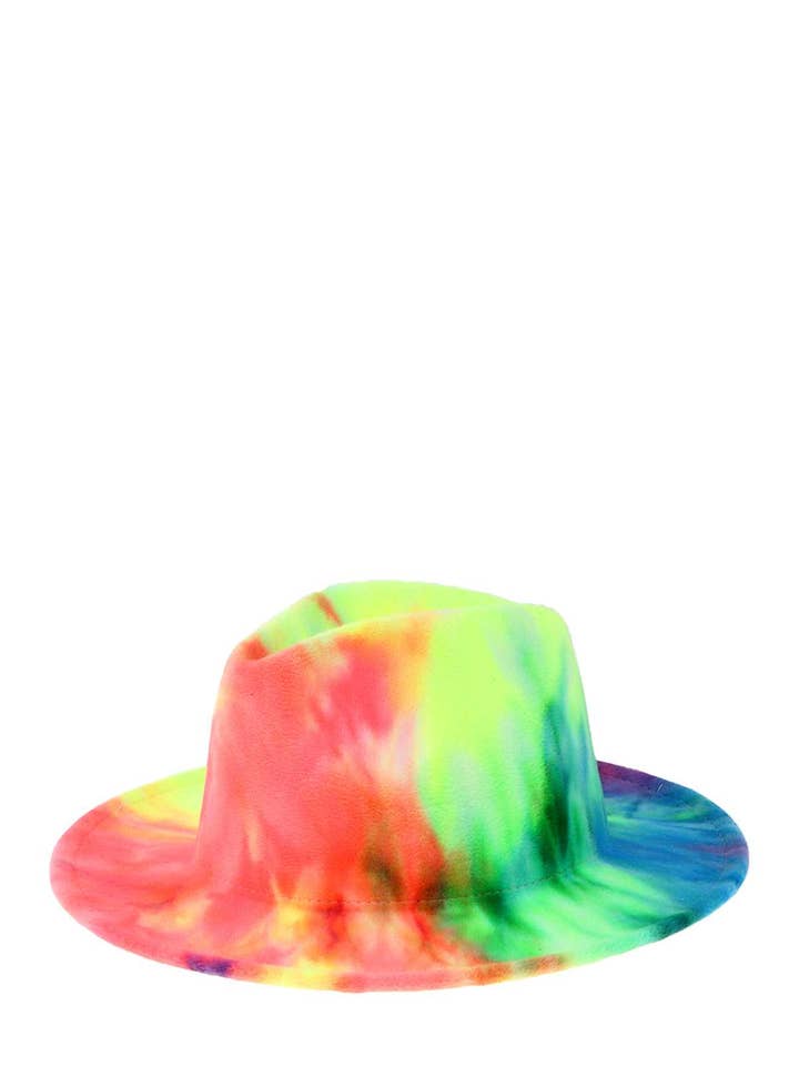 Tie Dye Print Fedora Felt Hat for wholesale by Shop Neighbors