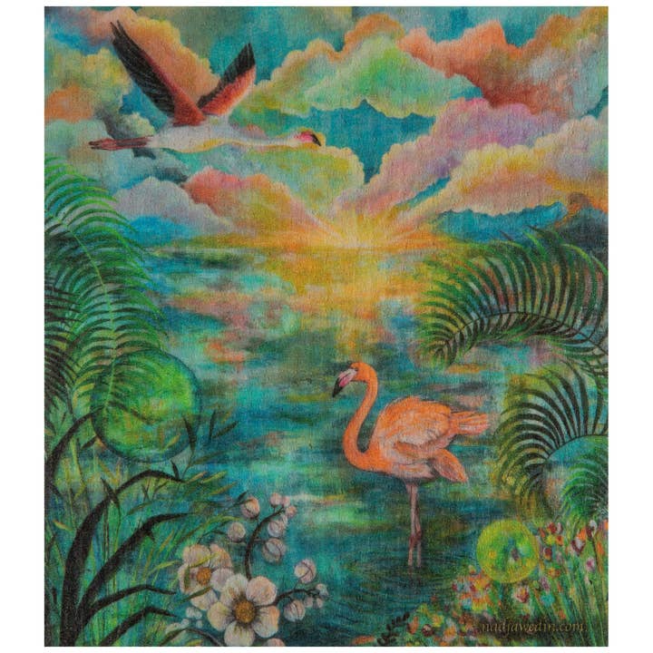 Diskduk, 7x8" (17x20 cm) Flamingo Blå för wholesale av Nadja Wedin design