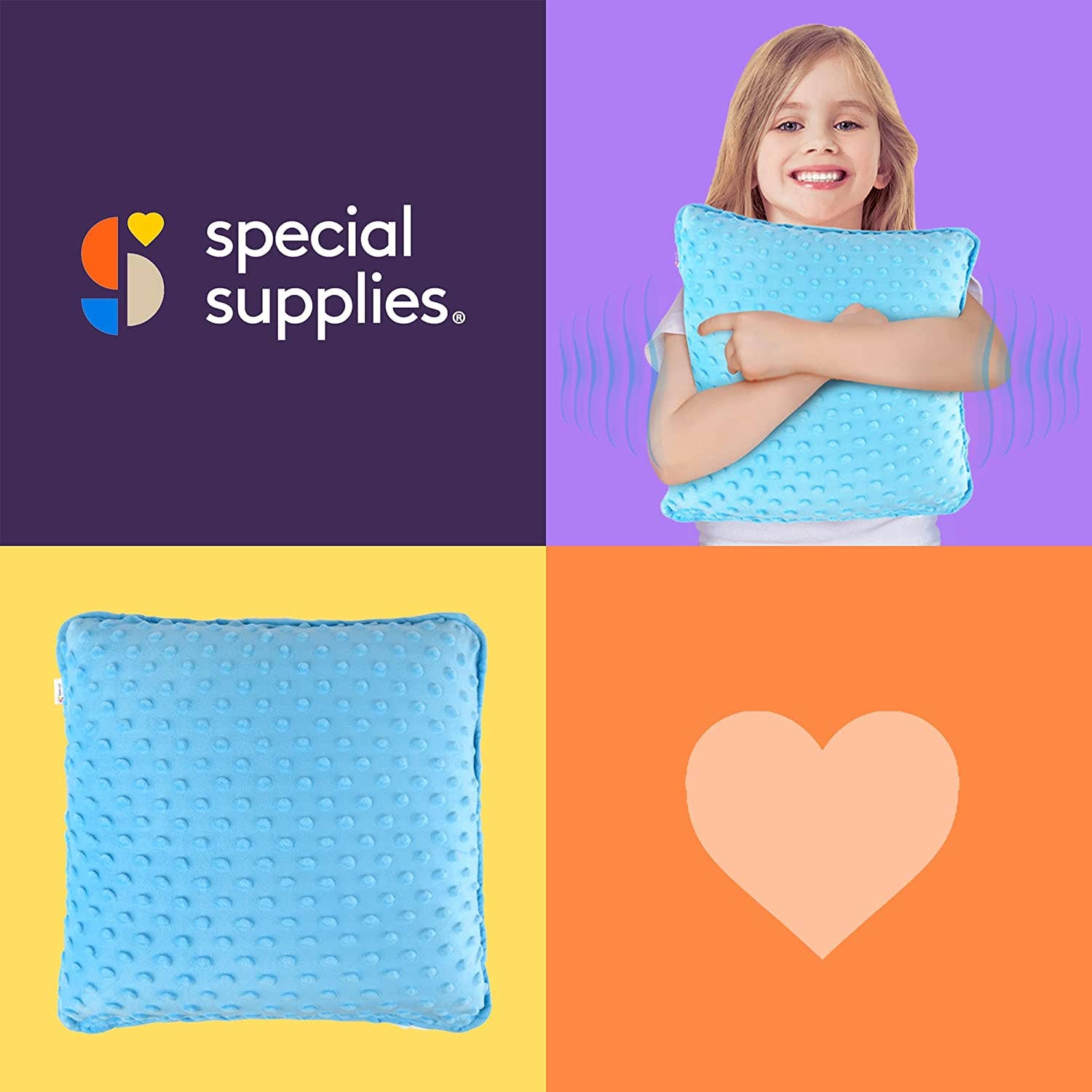 Special Supplies - Wholesale Pillow/Cushion - Kids & Baby - Sensory Vibrating Pillow – Pressure-Activated Calming Support for Kids & Adults, 12” Plush with Textured Bumps, 3 Vibration Modes, Music & Voice Recording (Blue)5