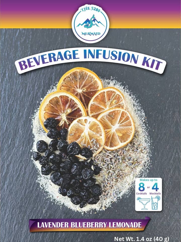 Lavender Blueberry Lemonade Beverage Infusion Kit MINI; Mocktail or add Vodka or Rum, Gin, or Unfiltered Sake. for wholesale by The 5280 Mermaid