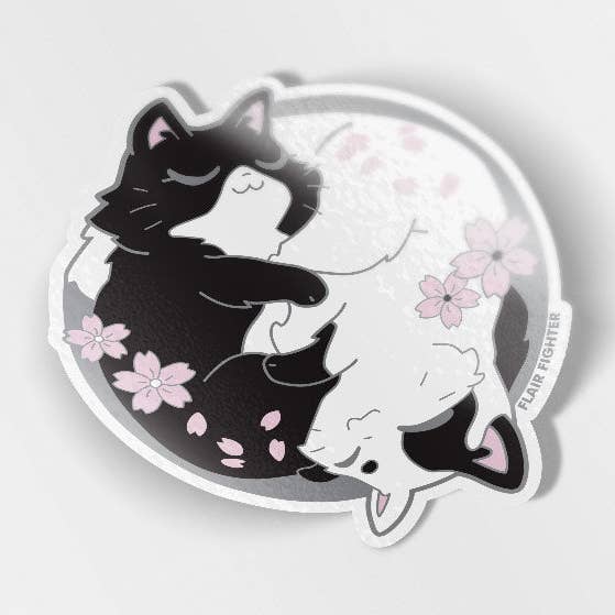 Sakura Yin Yang Cats vinylklistermærke for engroshandel hos Flair Fighter