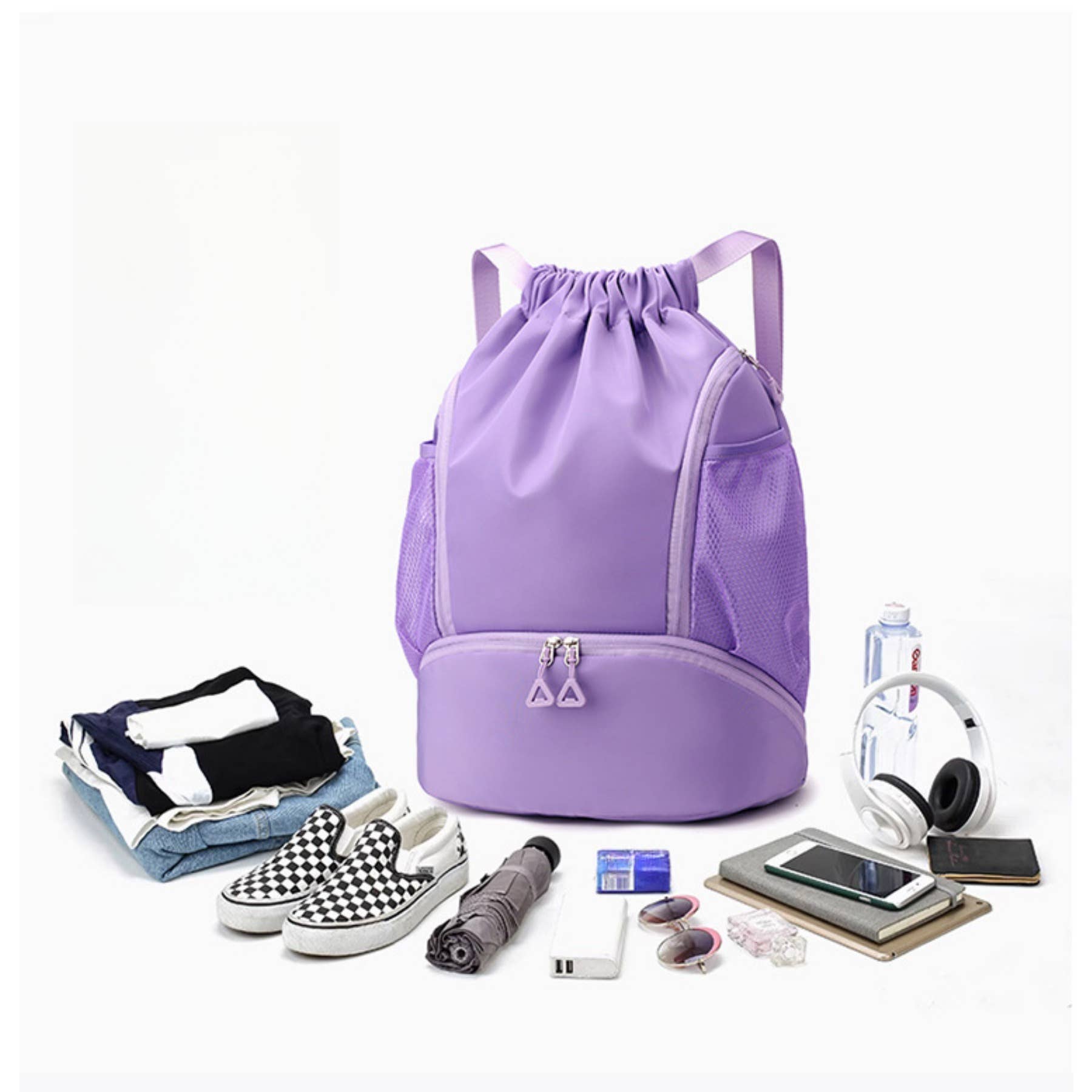 wandf - Wholesale Backpack – Women's - Fashion Drawstring Backpack Gym Bag with Shoes Compartment6