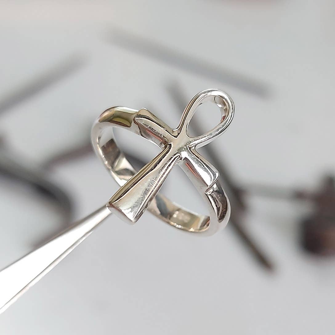 Crystal Earth Sterling - Wholesale Band/Stacked Ring - The Life Ankh Egyptian Sterling Pendant - Sterling Silver2