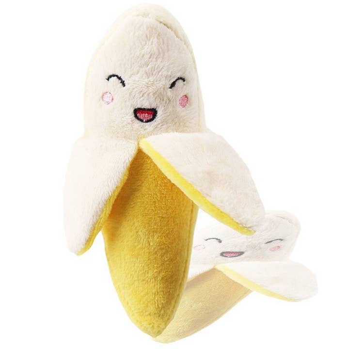 YELLOW Plush Banana Squeaky Toy for Dogs and Cats_CWMM10934 for wholesale on Faire4