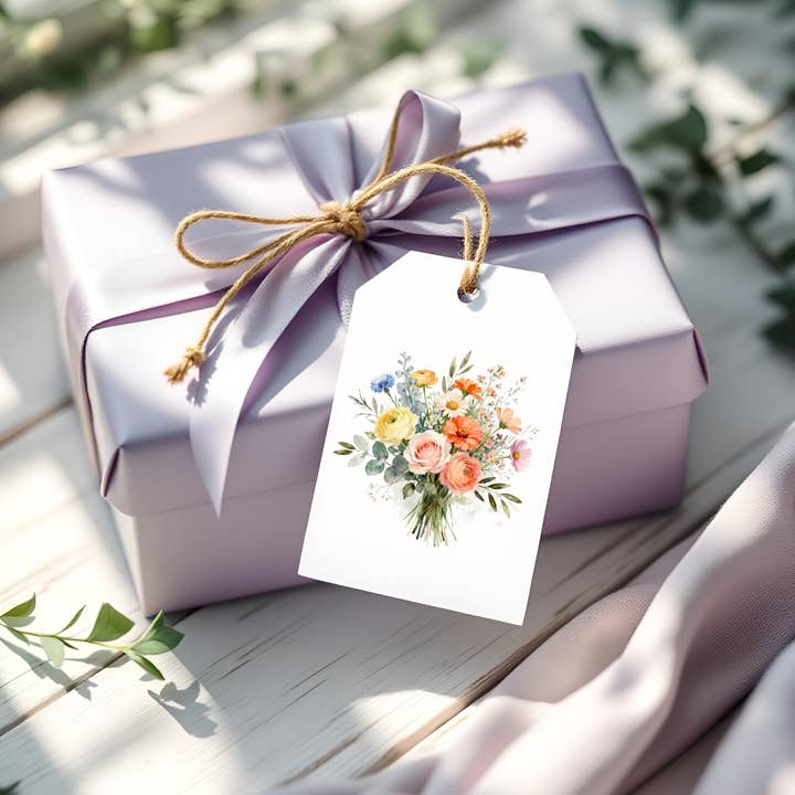 Étiquettes-cadeaux Fleurs Sauvages Fraîchement Cueillies - Lot de 8 pour la vente par Designs by Michaela