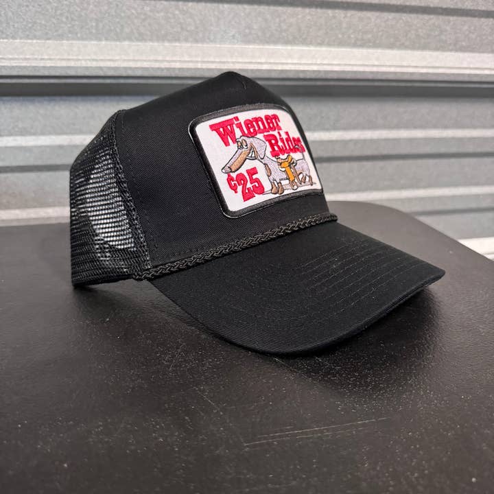 River Bent Hat Co. - Wholesale Trucker Hat - Unisex - Wiener Rides 25 Cents Black Trucker3