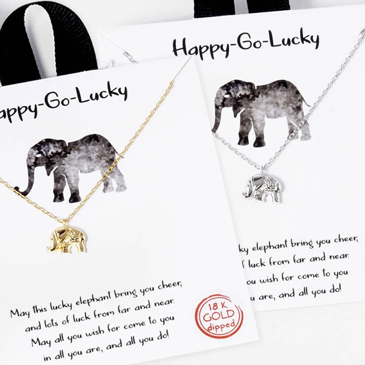 Collares con colgante de elefante de la suerte bañados en oro para venta al por mayor de Fashion City