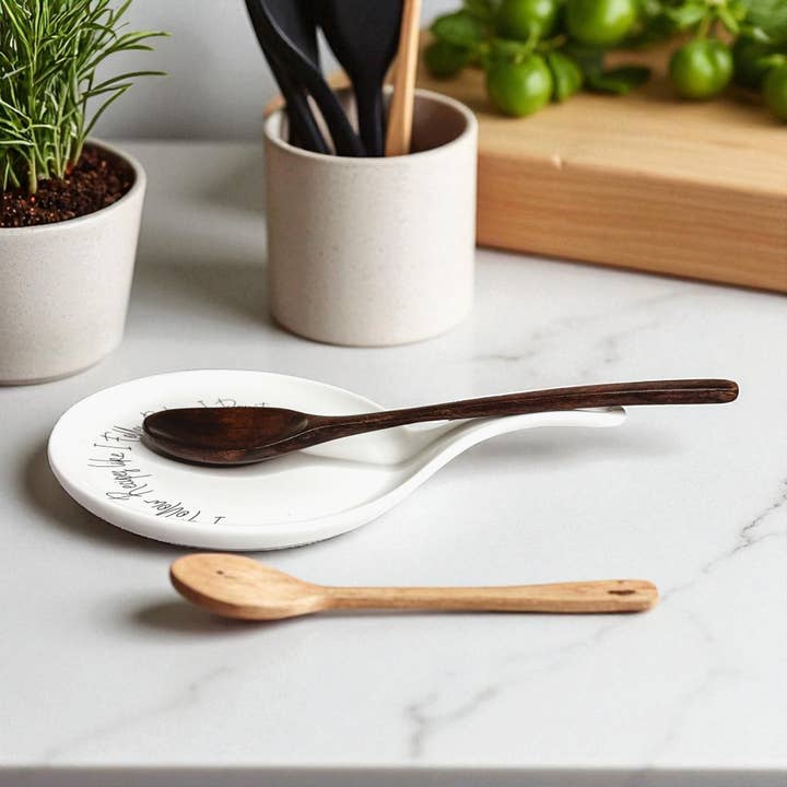 Gia Roma - Wholesale Spoon Rest - Kitchen Decor, Handmade Ceramic Spoon Rests + Wood Spoon Set71
