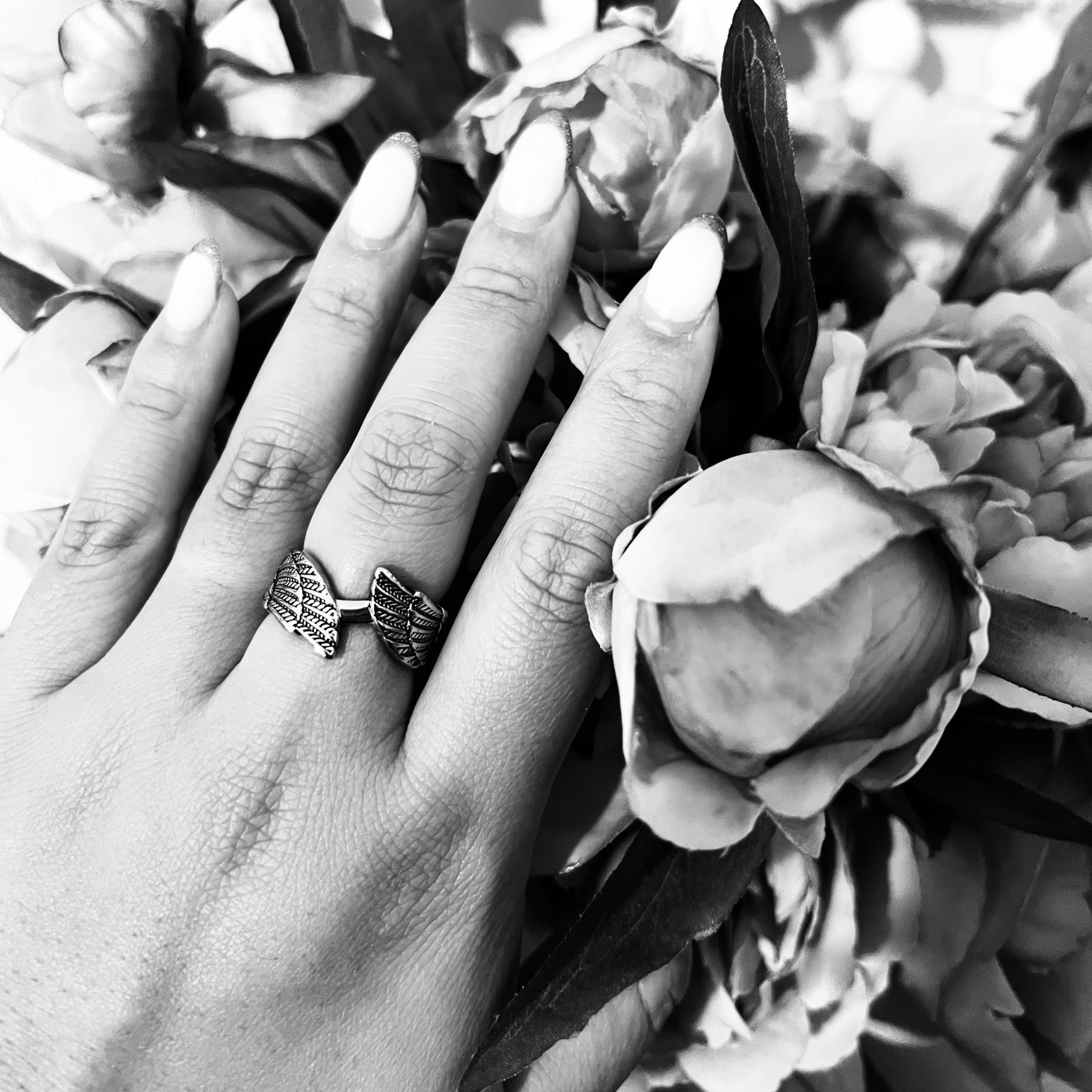 WJW - Wholesale Cocktail/Statement Ring - Stainless Steel Angel Wings Ring6