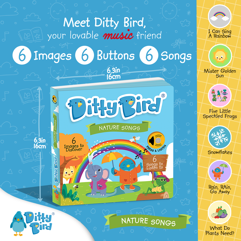 Ditty Bird - Vente Livre pour enfants de maternelle (de 3 à 5 ans) - Livre sonore Ditty Bird pour enfants : Chansons de la nature USB-C1