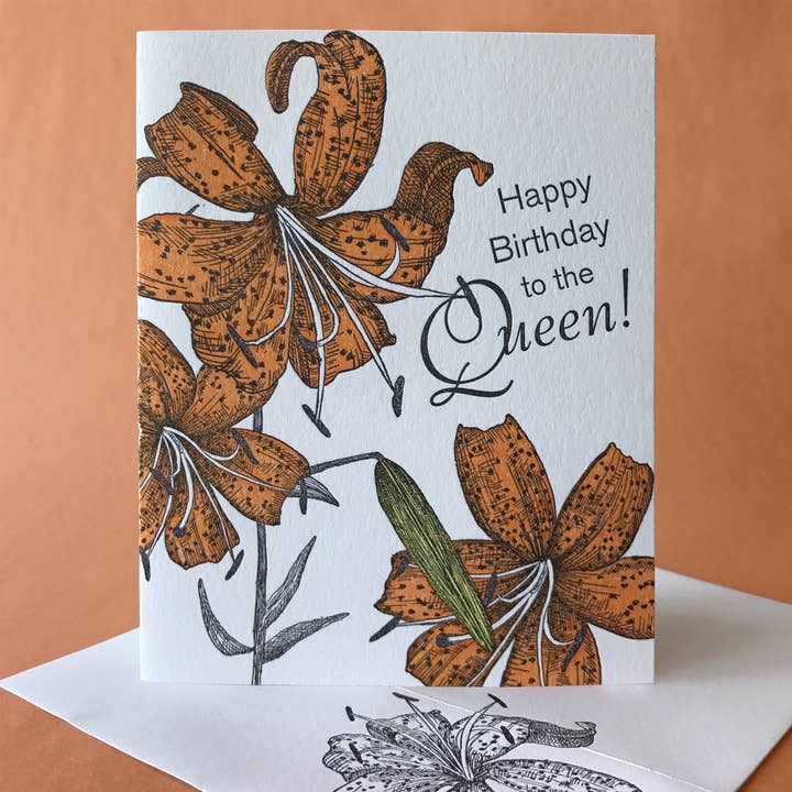 Tiger Lily Birthday and Blank Note Card for wholesale by Painted Tongue Press
