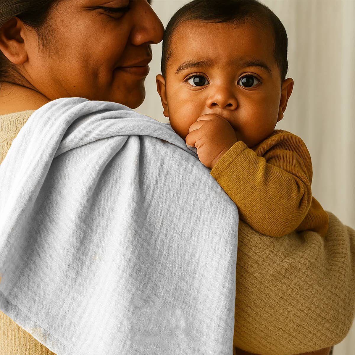 PAPATE – Großhandel Pucktuch – Baby – Maxi Mulltücher aus Bio-Baumwolle - Weiß1
