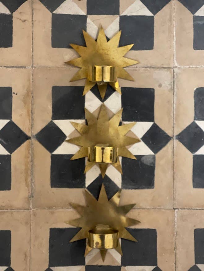 NOMAD BY LIV - Wholesale Candle Holder - "STAR" Wallcandle Holder, Brass, gold