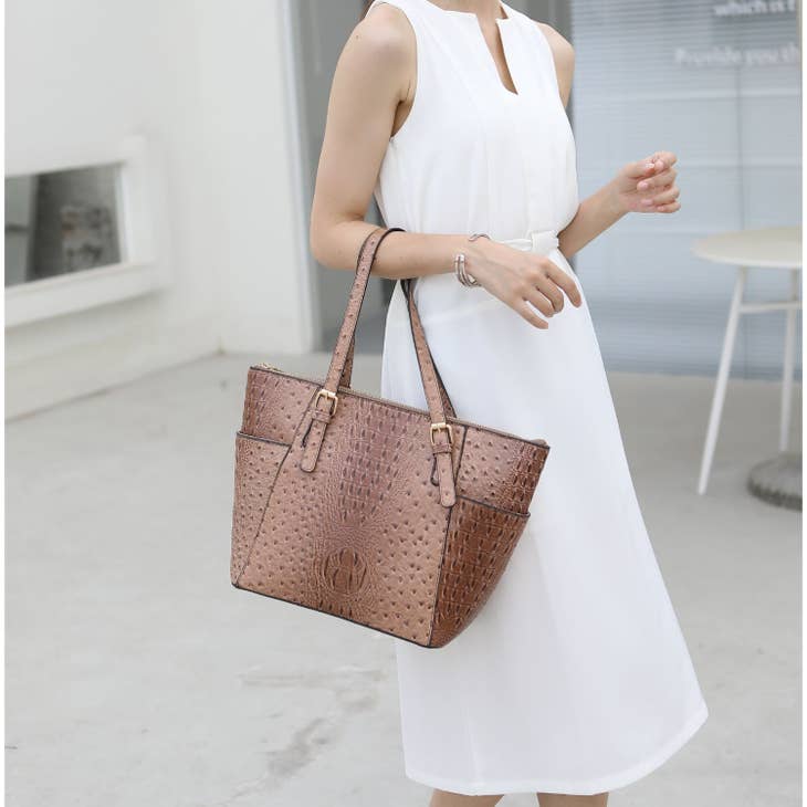 MKF Collection Designer Tote Bag for Women, Vegan Leather a Color-Block  Fashion Handbag Purse with Wristlet Wallet