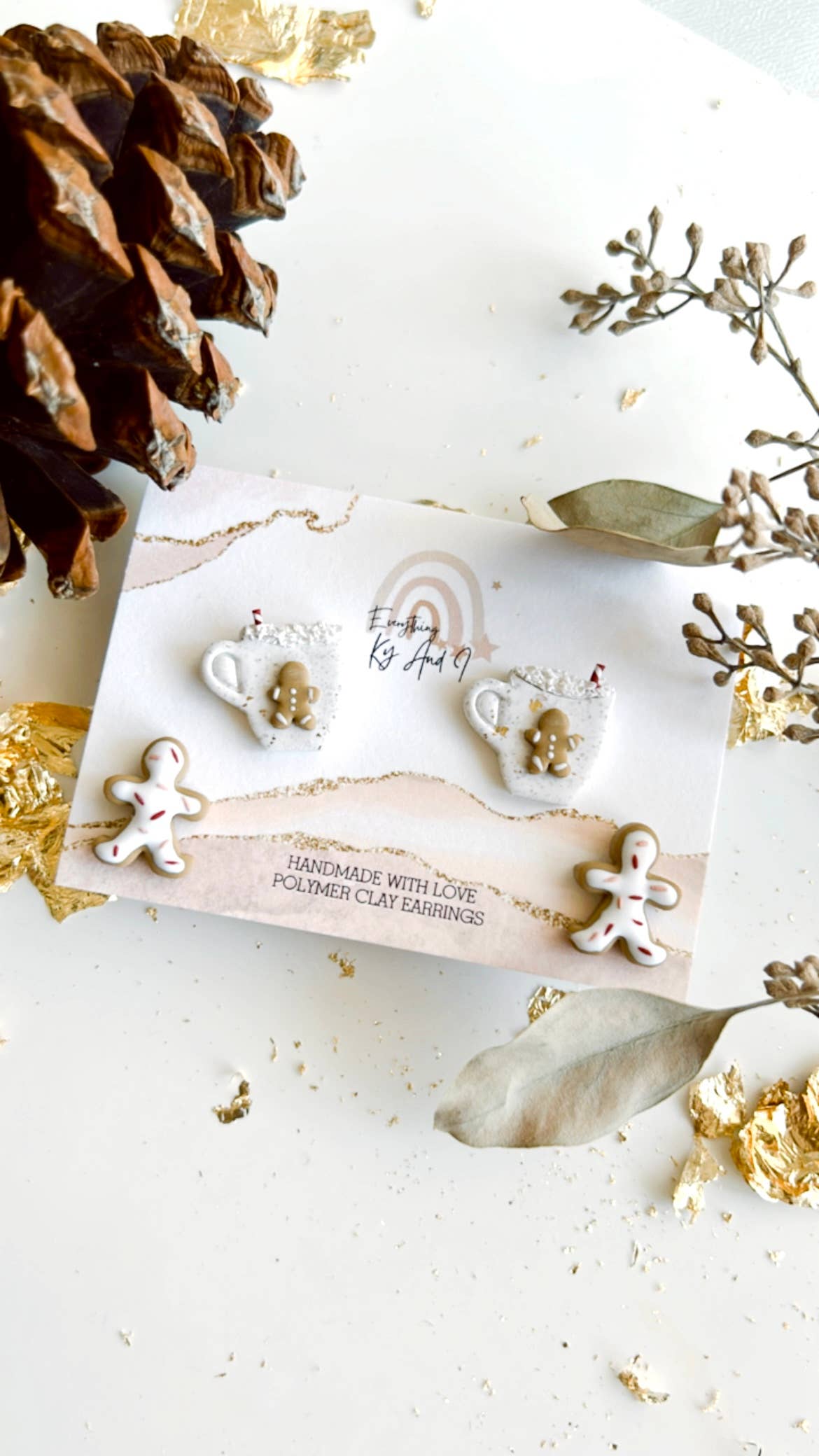 Everything Ky and I - Wholesale Stud/Post Earrings - Gingerbread Cookie and Coffee Stud Set1