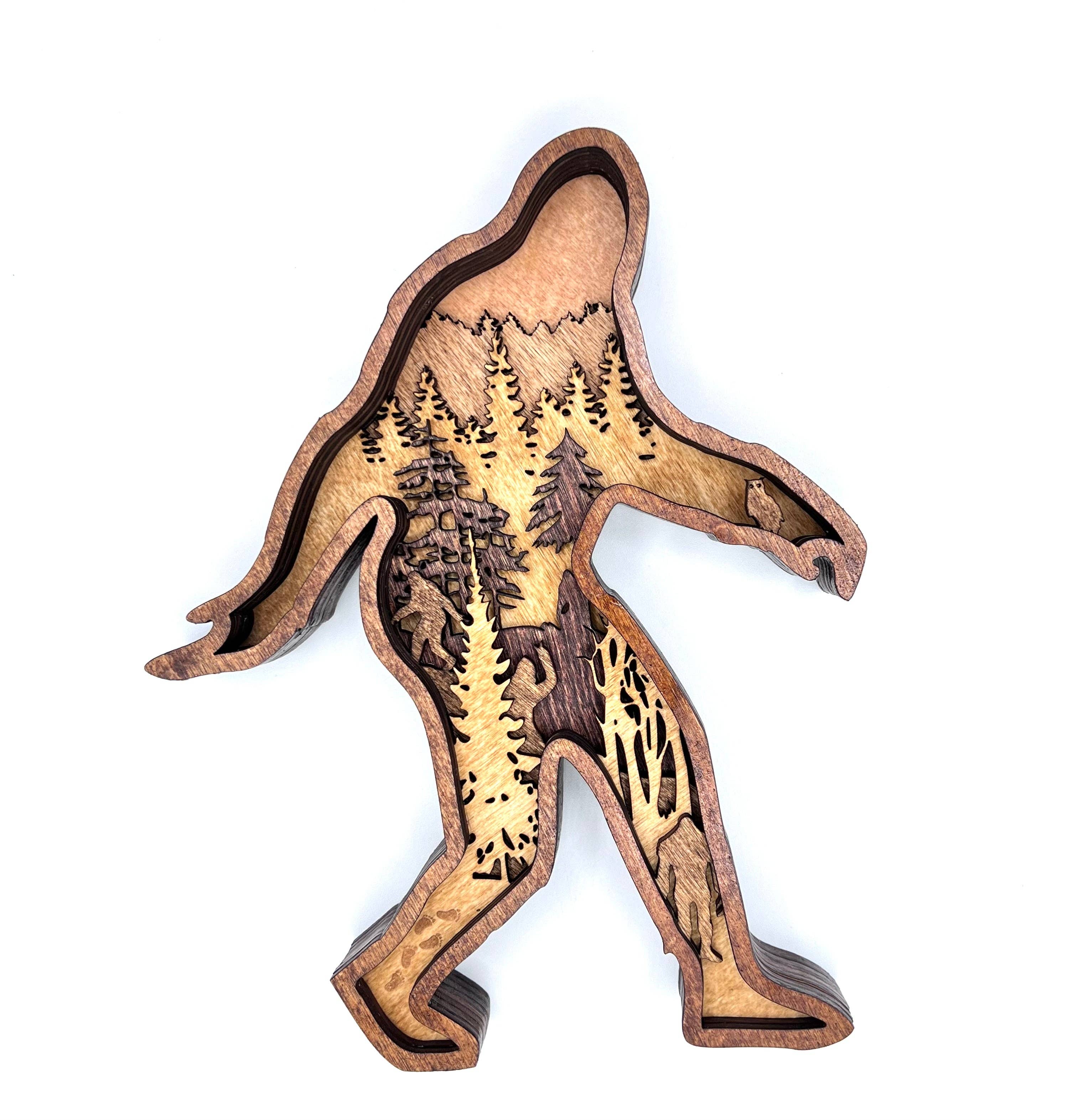 Lexo Creations - Wholesale Decorative Tabletop Object - Bigfoot, Multi-Layer Wood8