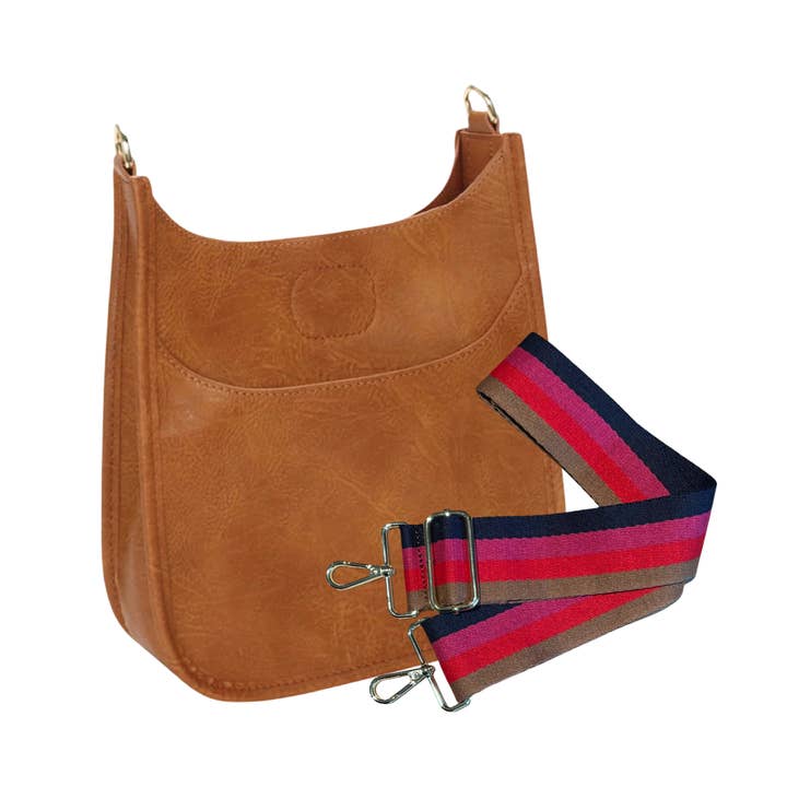 Sloane Crossbody Messenger Bag-Camel w 4 Stripe Strap for wholesale by ALLIE JUNE