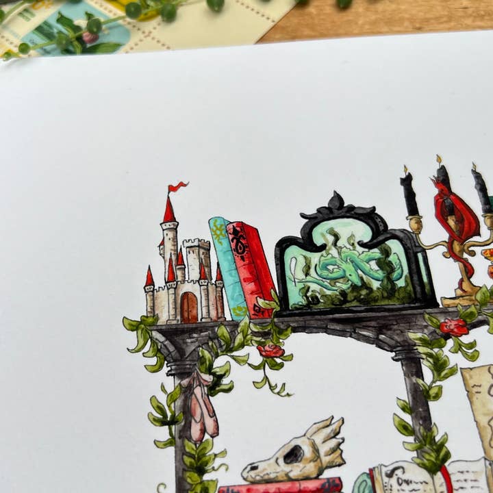 Lizzy Gass - Wholesale Art Print - The Storybook Witch's Shelves Giclée Print