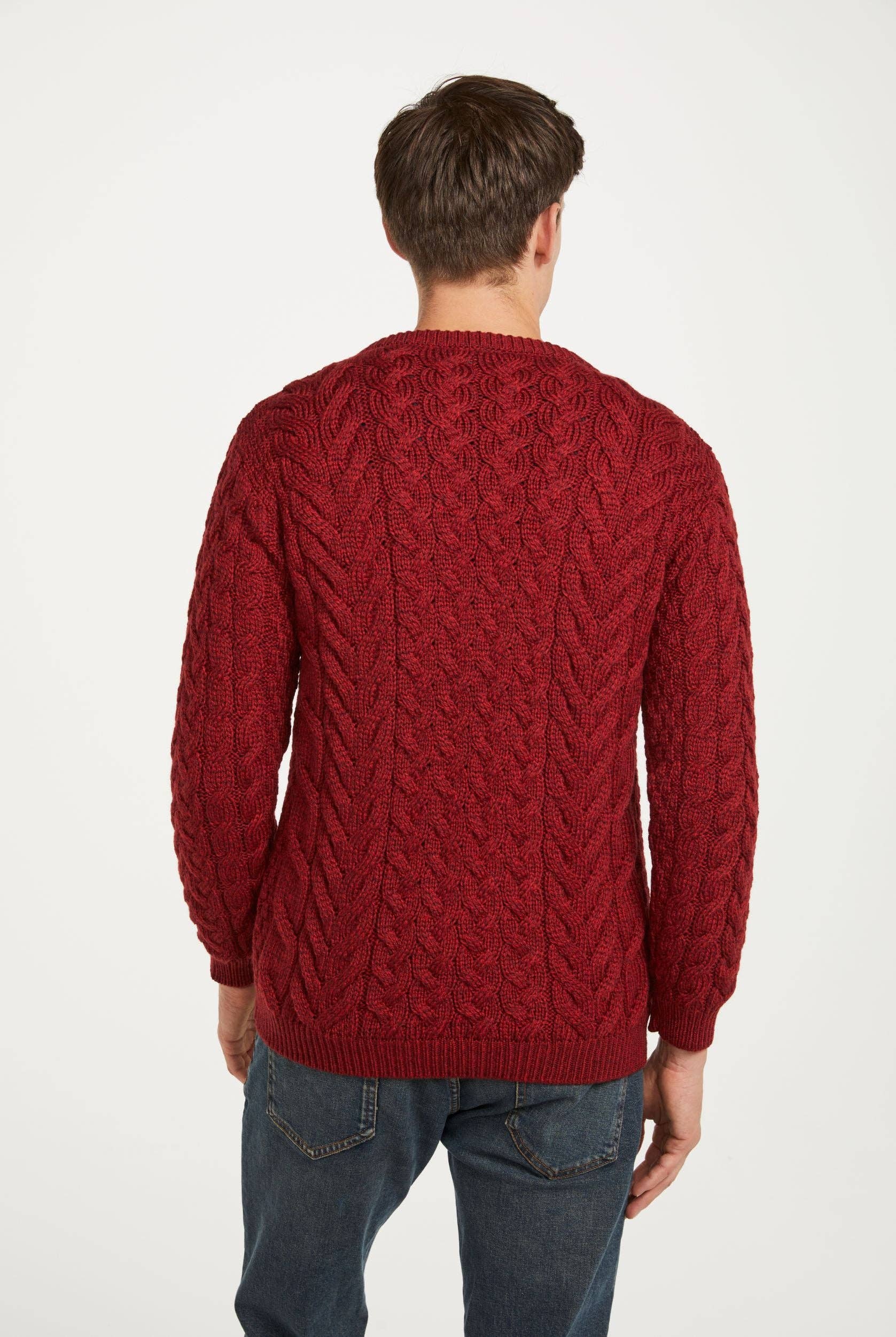 Aran Woollen Mills - Venta al por mayor Jersey de punto - Hombre - Suéter Omey Aran de cuello redondo para hombre - Rua Red1