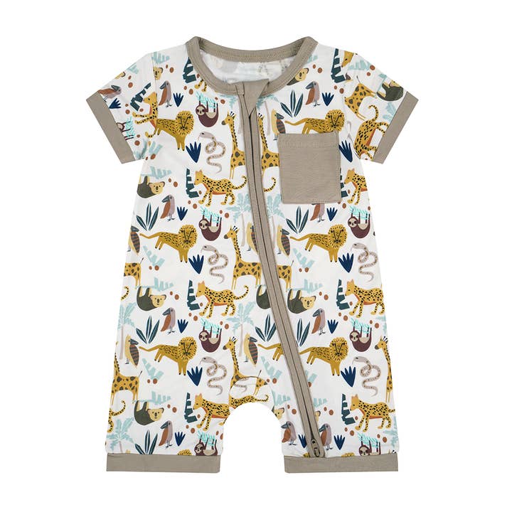 Jungle Friends Animal Roupa de Bebé Bambu Macacão Macacão por atacado de Emerson and Friends
