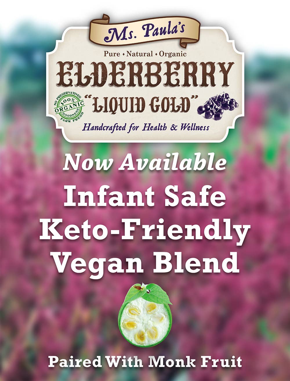 Organic Elderberry Syrup – wholesale Oral supplement/vitamin – Ms Paula's Organic Vegan. Infant. Keto Blend3