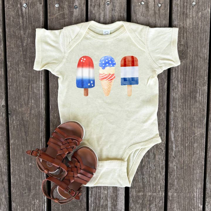 Sage & Soil - Wholesale Bodysuit (non-footed) – Baby - Patriotic Popsicles and Icecream Infant Bodysuit1