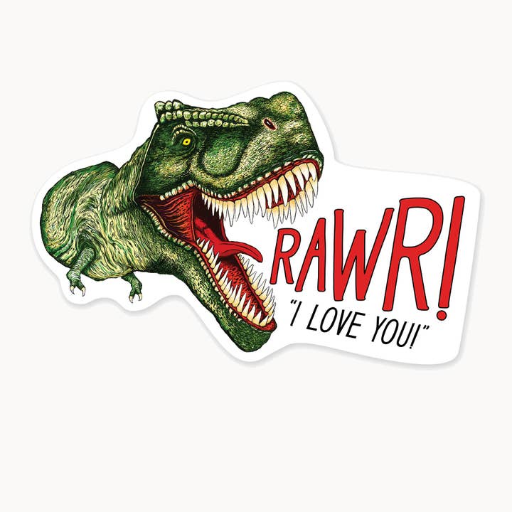 Rawr - 3" Art Sticker for wholesale by Nice Enough Stickers
