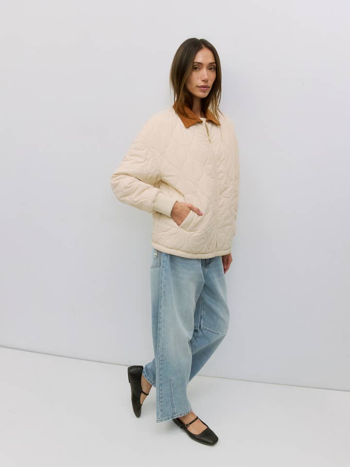 CREAM The Annie Jacket | Puffer Barn Jacket with Contrast Collar for wholesale on Faire1