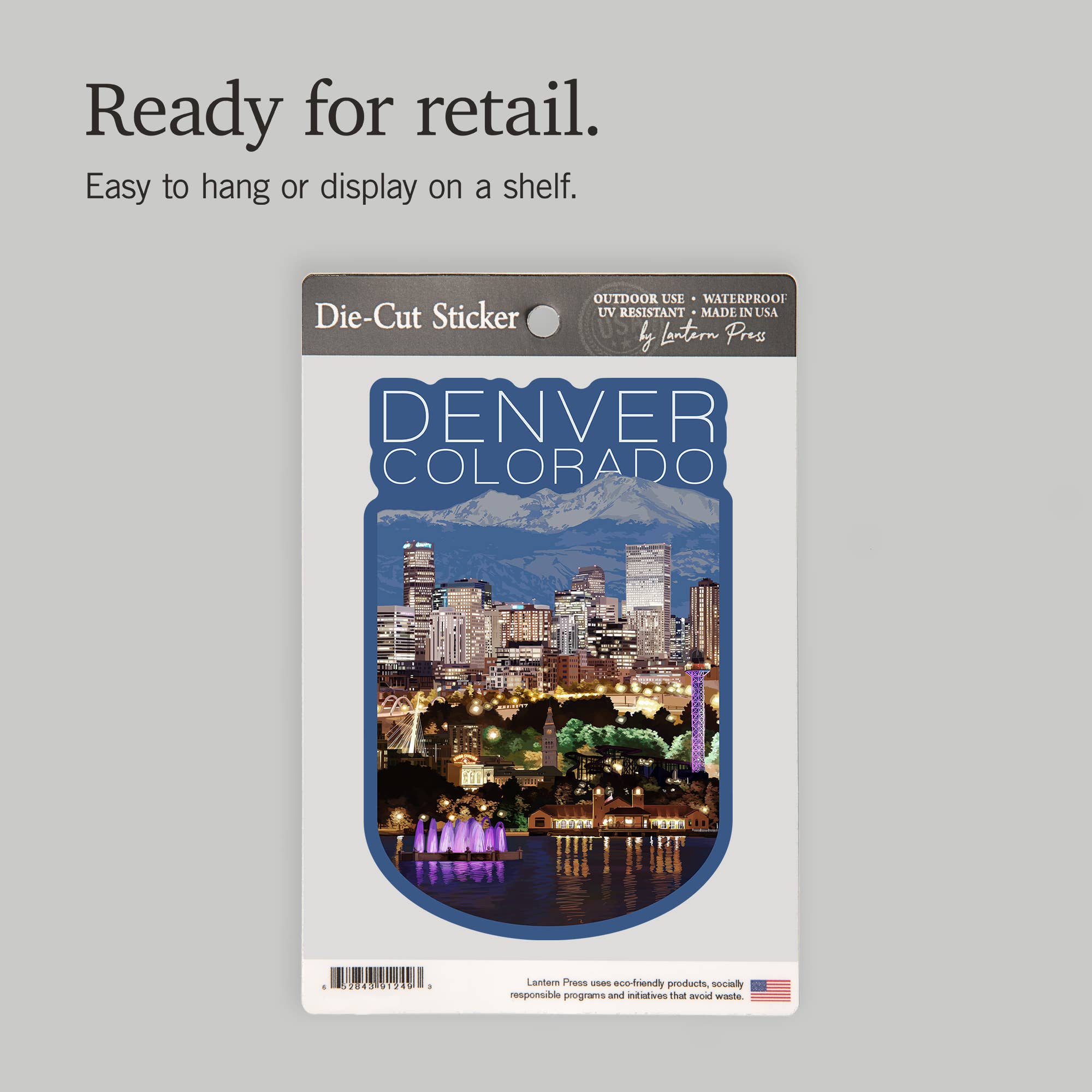 Lantern Press - Vendita all'ingrosso Adesivo - ADESIVI Denver, Colorado, Skyline di notte8