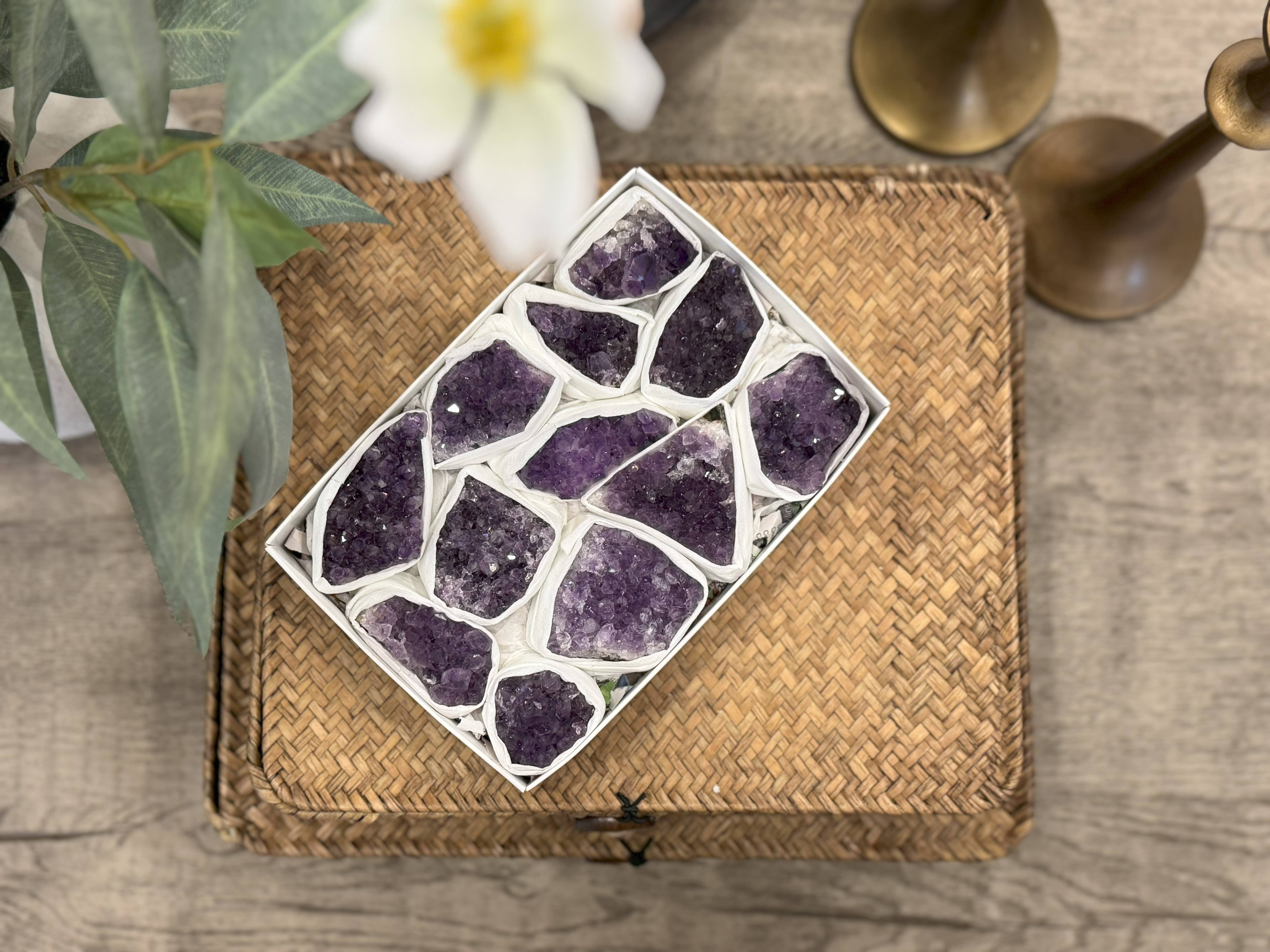 Yellow Tree Company - Wholesale Spiritual Stone/Crystal - Amethyst Clusters Flat AAA Quality – 8-12 Pieces2