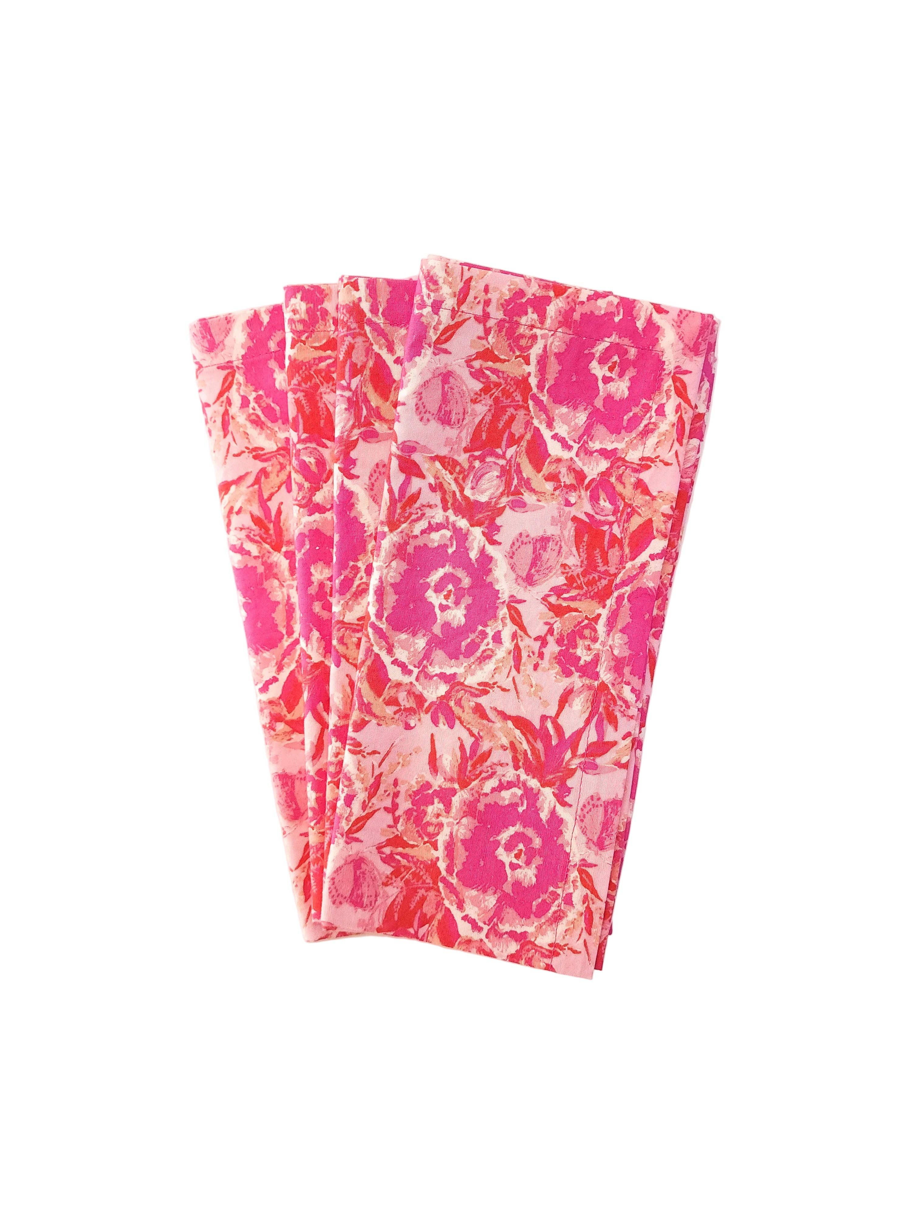 90 West Linen Co. - Wholesale Dinner & Cloth Napkin - Maximalist Pink Floral Cloth Napkins, Set of 43