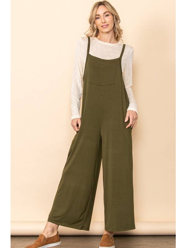 Elloh Collection - Wholesale Jumpsuit - Women's - Casual Comfy Wide Leg Overall Jumper w Bib and Side Pockets