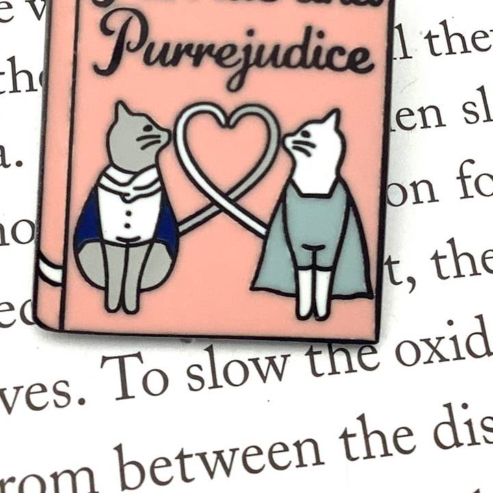 Pride and Prejudice Cat Lover Enamel Pin Lapel Brooch for wholesale by All Little Cute Things