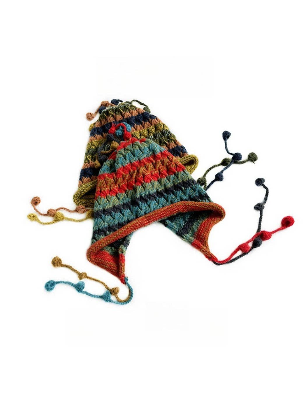 Funkyrel® Atzbranding Limited - Wholesale Beanie - Women's - Haila - Colorful Earflap Knitted Beanie with Pompoms8