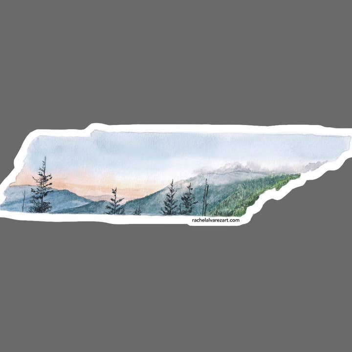 Rachel Alvarez Art - Wholesale Sticker - Smoky Mountains Knoxville Tennessee Vinyl Sticker (large)1