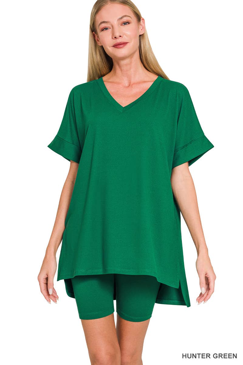 Vanilla Monkey - Wholesale Top & Short Set (NOT Loungewear) - Women's - Brushed Dty Microfiber V-neck Top And Biker Shorts22