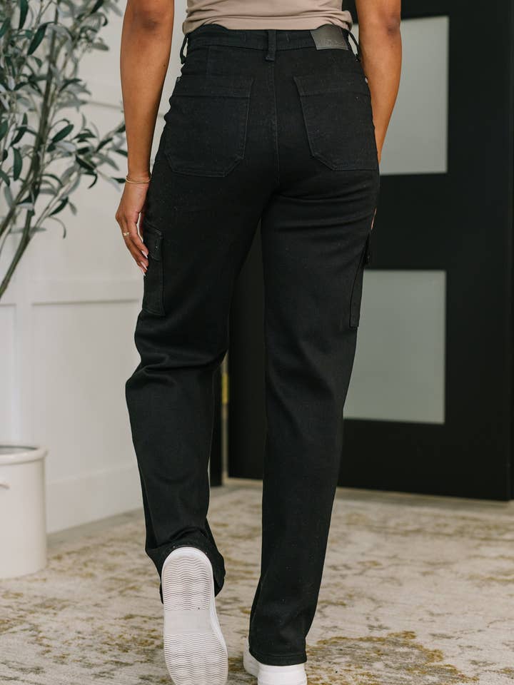 Avenue Wholesale - Wholesale Pants - Women's - High Waist Cargo Wide in Black4