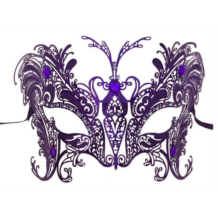 KBW Global Corp. - Wholesale Costume - Unisex - Purple Filigree Crown Mask