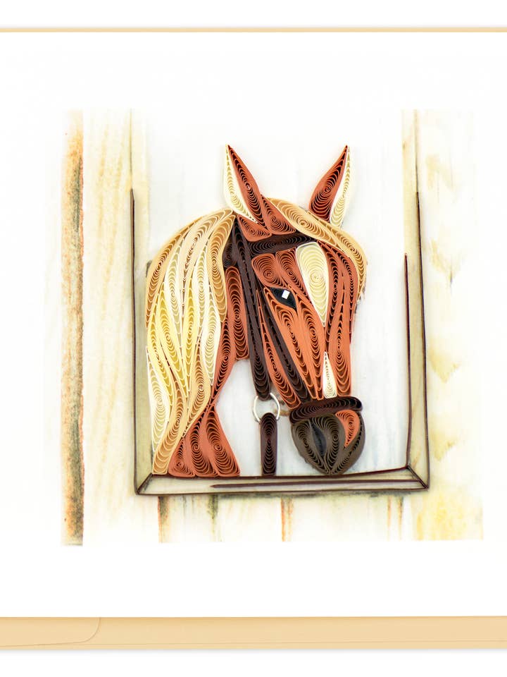 Caballo en el establo hecho de filigrana para venta al por mayor de Quilling Card