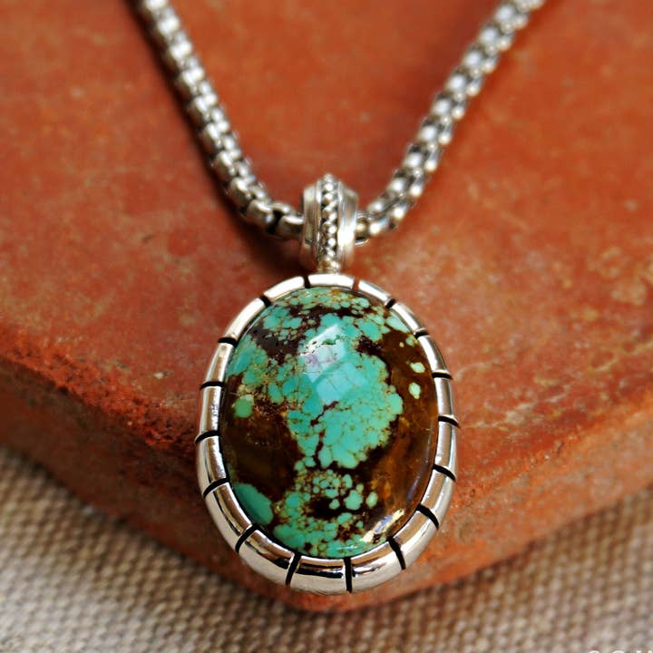 *Limited Edition* Number 8 Turquoise Silver Pendant Necklace for wholesale by Sowell Jewelry