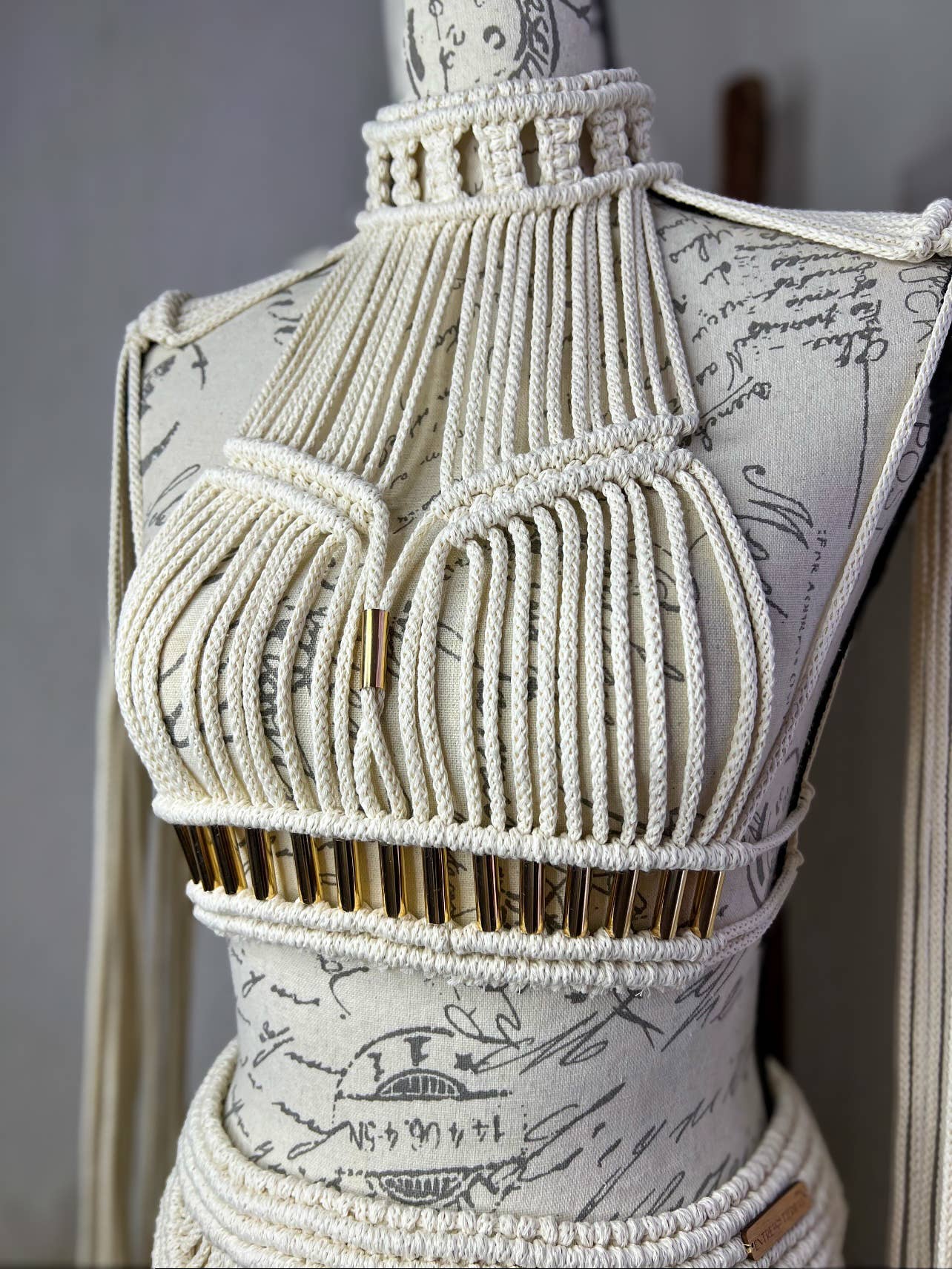 NATURAL Zamna Luxury handmade festival set in macrame, Goddess Set. for wholesale on Faire2