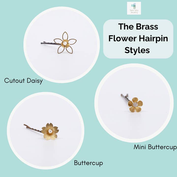 Sara Sela Jewelry - Wholesale Hair Pin - Brass Flower and Aquamarine, Turquoise and Lapis Hairpins4