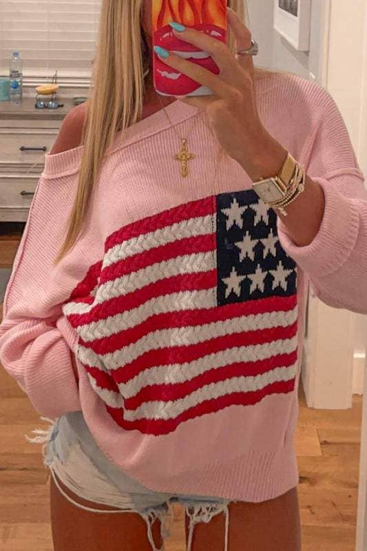 Queen Fashion - Wholesale Knit Sweater - Women's - us flag knitted sweater6