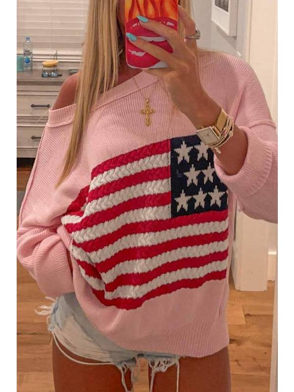 Queen Fashion - Wholesale Knit Sweater - Women's - us flag knitted sweater6