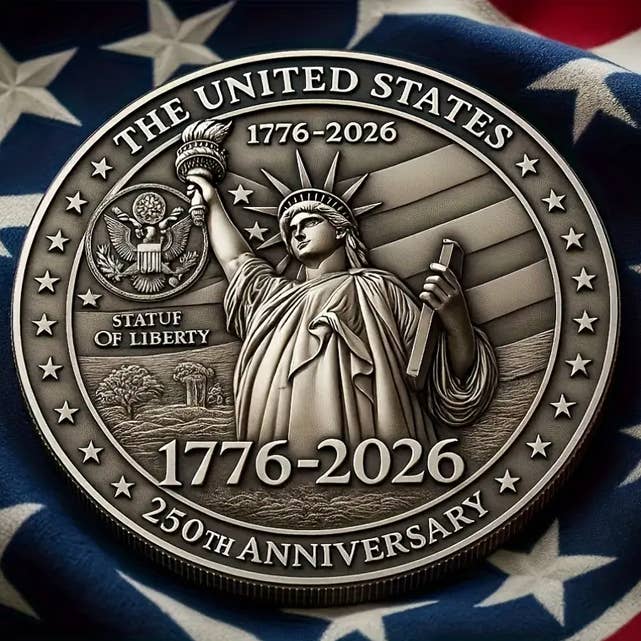 American Independence 250th Anniversary Coin 1776-2026 #D for wholesale by Bad Bunny Designs