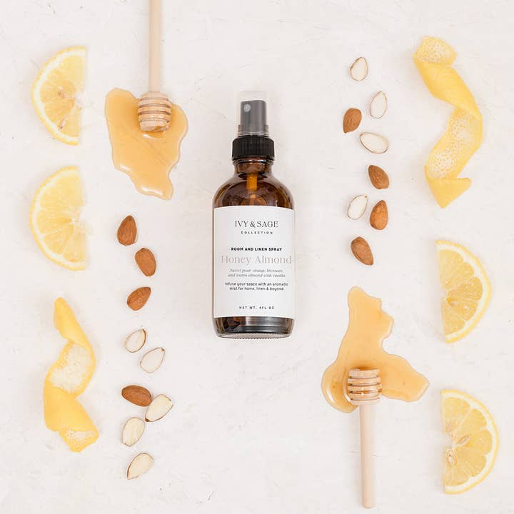 Ivy & Sage Collection - Vente Vaporisateurs d'ambiance et de linge - Spray pour chambre et linge – Miel & Amande, Chaleureux & Apaisant1