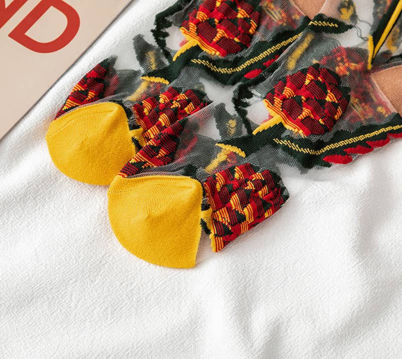 Tourtiwi - Wholesale Socks - Women's - Fruit Flower Animal Pattern Transparent Thin Summer Socks25