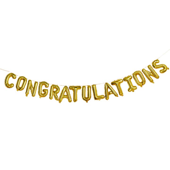 Hootyballoo by Club Green - Wholesale Bunting/garland - Gold 'Congratulations' 16" Foil Balloon Garland1